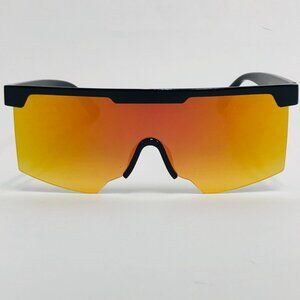 Sports Men Sunglasses Yellow Flat Mirror Lens Wrap Around Shield Lentes Gafas‎